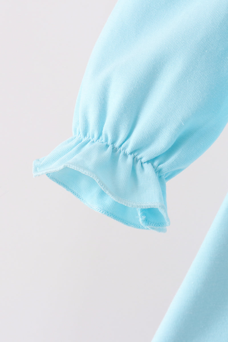 Blue bow french knot ruffle plaid bloomer set - Aaria Tees Aaria Tees