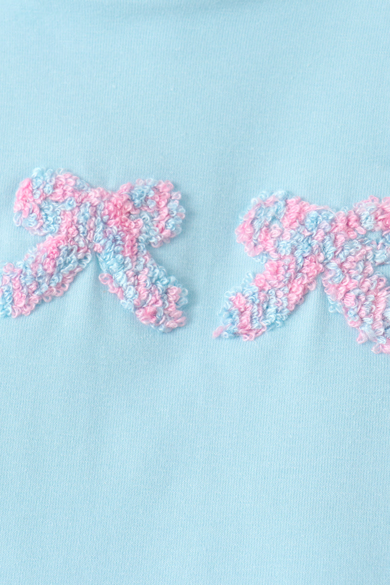 Blue bow french knot plaid skorts set - Aaria Tees Aaria Tees