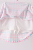 Blue bow french knot plaid skorts set - Aaria Tees Aaria Tees