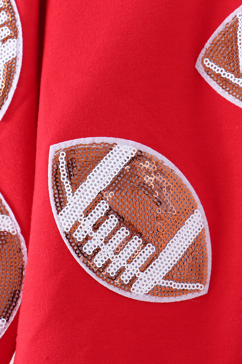 Red football sequin mom&me top - Aaria Tees Aaria Tees