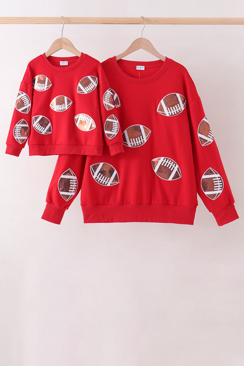 Red football sequin mom&me top - Aaria Tees Aaria Tees