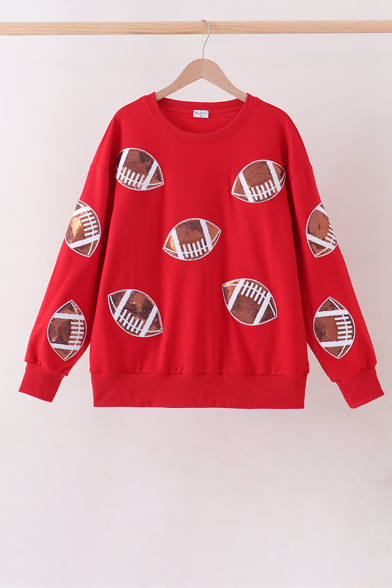 Red football sequin mom&me top - Aaria Tees Aaria Tees