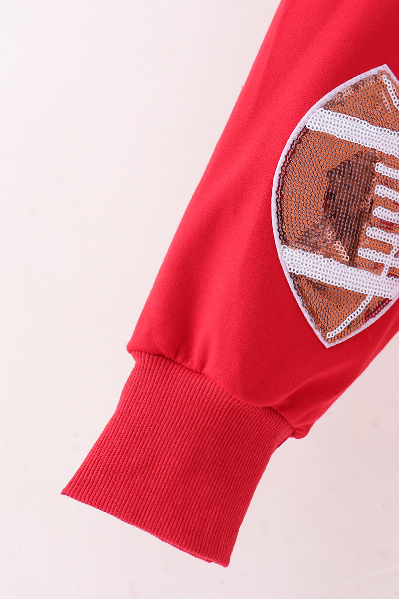 Red football sequin mom&me top - Aaria Tees Aaria Tees