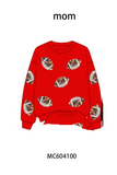 Red football sequin mom&me top Aaria Tees