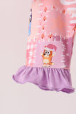 Purple christmas bluey bamboo ruffle pajama set Aaria Tees