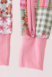Pink Gingerbread Checkered Bamboo Romper Aaria Tees