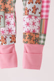 Pink Gingerbread Checkered Bamboo Romper Aaria Tees
