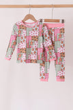 Pink Gingerbread Checkered Bamboo Pajama Set Aaria Tees
