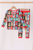 Red christmas bluey bamboo pants set Aaria Tees
