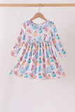 Blue princess ruffle bamboo dress Aaria Tees