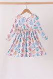 Blue princess ruffle bamboo dress Aaria Tees