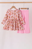 Pink princess print bamboo pants set Aaria Tees