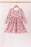 Pink character checkered bamboo ruffle dress Aaria Tees