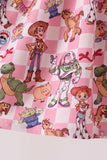 Pink character checkered bamboo ruffle dress Aaria Tees
