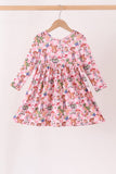 Pink character checkered bamboo ruffle dress Aaria Tees
