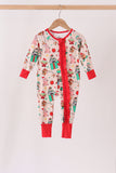 Red christmas toy story ruffle bamboo romper Aaria Tees