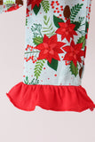Red Floral Ruffle Bamboo Pajama Set Aaria Tees