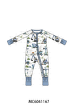 Blue Excavator Bamboo Romper Aaria Tees