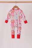 Red Santa Carousel Bamboo Romper Aaria Tees