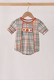 Pumpkin Embroidery Plaid Bubble - Aaria Tees Aaria Tees