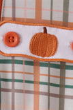 Pumpkin Embroidery Plaid Bubble - Aaria Tees Aaria Tees