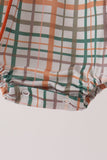 Pumpkin Embroidery Plaid Bubble - Aaria Tees Aaria Tees