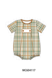 Pumpkin Embroidery Plaid Bubble Aaria Tees