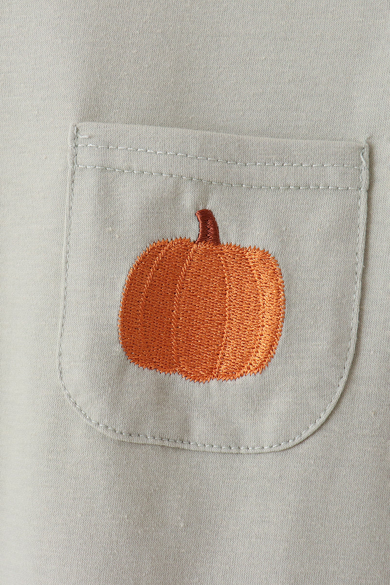 Sage Pumpkin Embroidery Plaid pants set - Aaria Tees Aaria Tees