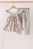 Pumpkin Embroidery Lace Ruffle pants set - Aaria Tees Aaria Tees