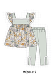 Pumpkin Embroidery Lace Ruffle pants set Aaria Tees