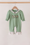 Green duck guack guack embroidery ruffle romper Aaria Tees