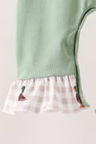 Green duck guack guack embroidery ruffle romper Aaria Tees