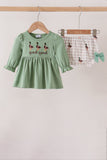 Green Duck guack guack Ruffle Gingham Bloomer Set Aaria Tees