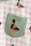 Green Duck Embroidery Gingham Bubble Aaria Tees