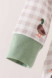 Green Duck Embroidery Gingham Bubble Aaria Tees