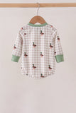 Green Duck Embroidery Gingham Bubble Aaria Tees