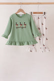 Green Duck guack guack Embroidery Ruffle Pants Set Aaria Tees