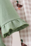 Green Duck guack guack Embroidery Ruffle Pants Set Aaria Tees