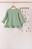 Green Duck guack guack Embroidery Ruffle Pants Set Aaria Tees