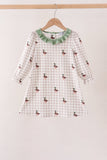 Green Duck Embroidery Gingham Dress Aaria Tees