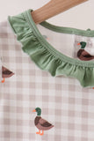 Green Duck Embroidery Gingham Dress Aaria Tees