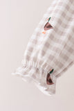 Green Duck Embroidery Gingham Dress Aaria Tees