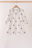 Green Duck Embroidery Gingham Dress Aaria Tees