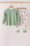 Green Duck uack guack Embroidery Gingham Pants set Aaria Tees