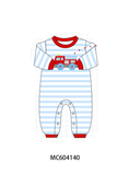 Blue stripe firework applique romper Aaria Tees