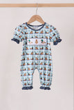 Blue mallard duck embroidery ruffle romper - Aaria Tees Aaria Tees