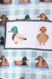 Blue mallard duck embroidery ruffle romper - Aaria Tees Aaria Tees