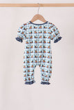 Blue mallard duck embroidery ruffle romper - Aaria Tees Aaria Tees