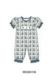 Blue mallard duck embroidery ruffle romper Aaria Tees