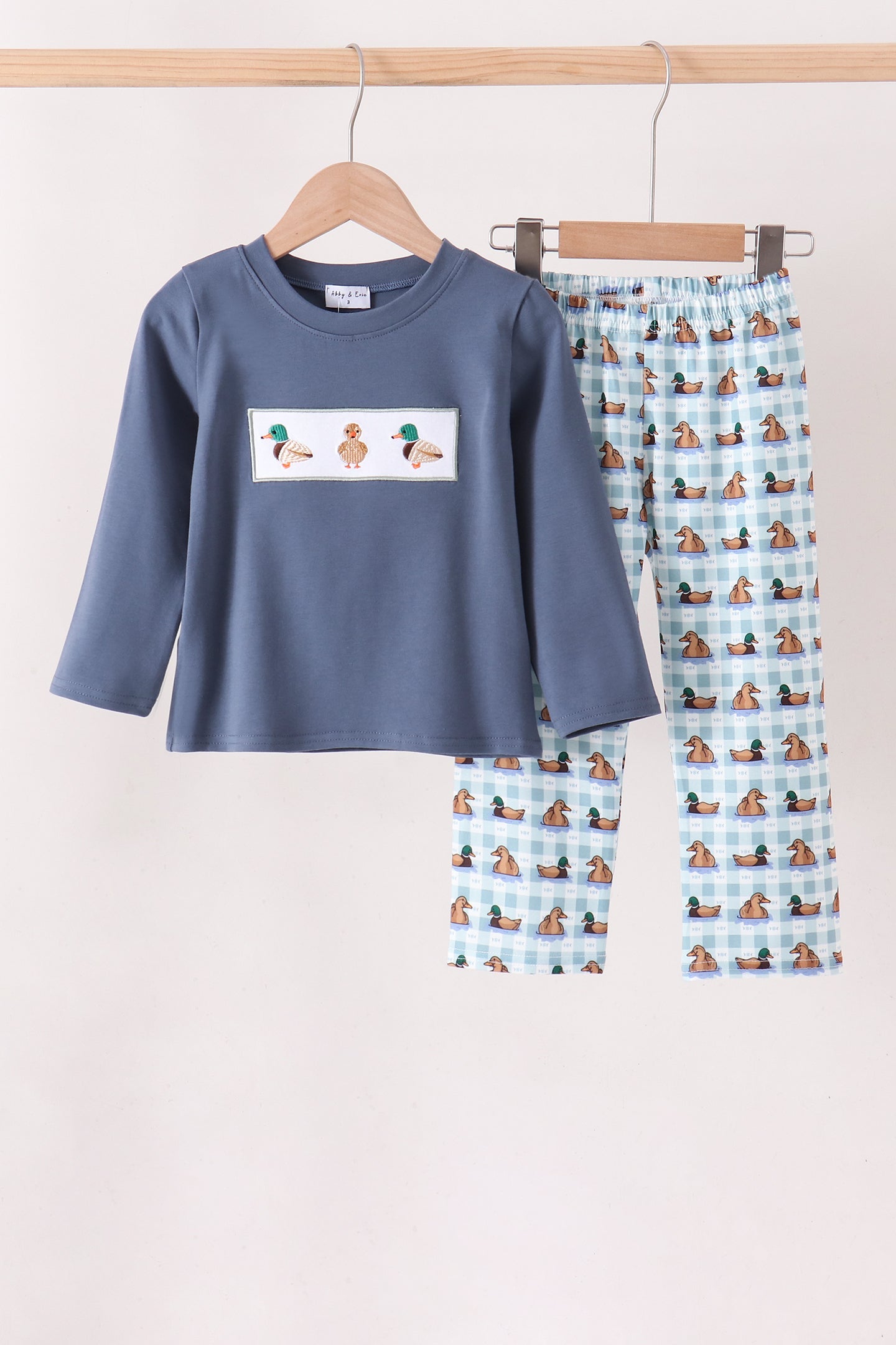 Blue mallard duck embroidery pants set - Aaria Tees Aaria Tees